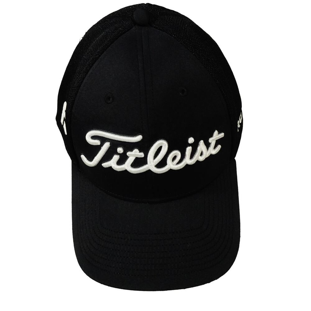 Titleist Pro V1 FJ FootJoy Black White Letter Embroidered Tour Hat L XL
